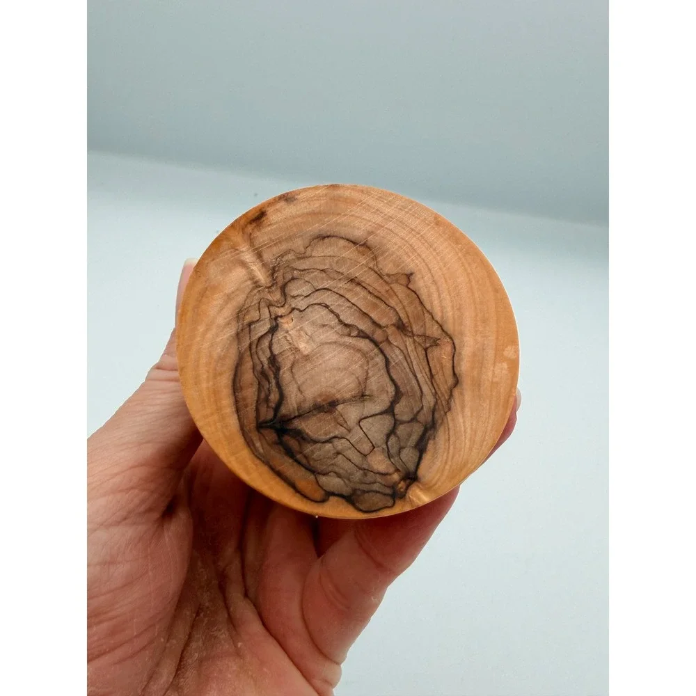 Hand Carved Olive Wood Nativity Scene Bell Ornament Rustic Christmas Decor